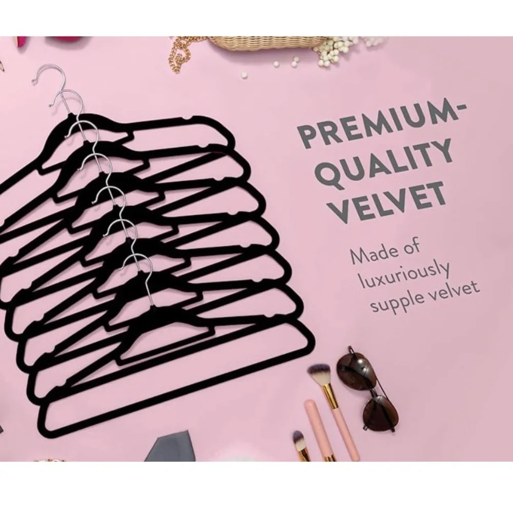 ⭐️ or 🌞 25 Premium slim nonslip space savet black velvet hangers swivel hook